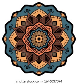 Abstract Vector Color Mandala. Islam, Arabic, Pakistan, Moroccan, Turkish, Indian, Spain motifs