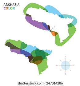 Abstract vector color map of Abkhazia with transparent paint effect. For colorful presentation isolated on white.