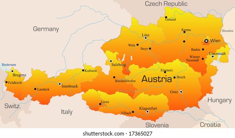 Abstract vector color map of Austria country