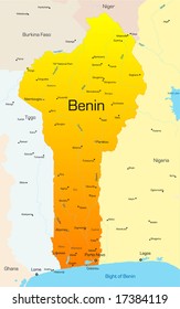 Abstract vector color map of Benin country