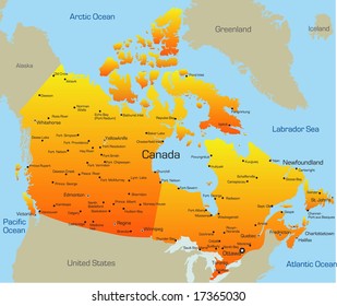 Abstract vector color map of Canada country