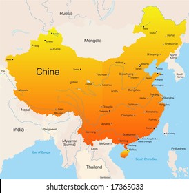 Abstract Vector Color Map Of China Country