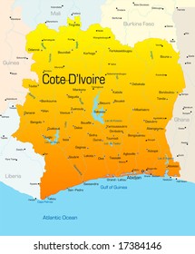 Abstract vector color map of Cote d'Ivoire country