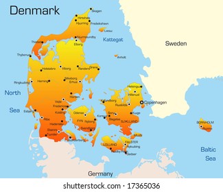 Abstract vector color map of Denmark country