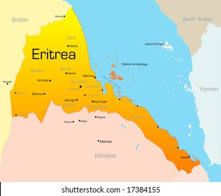 Abstract vector color map of Eritrea country
