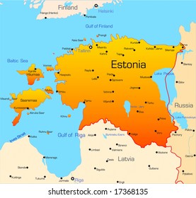Abstract vector color map of Estonia country