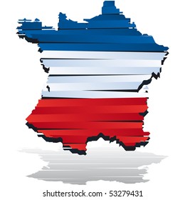 Abstract vector color map of France country coloured by national flag