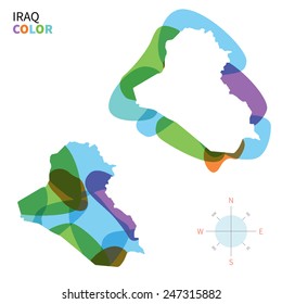 Abstract vector color map of Iraq with transparent paint effect. For colorful presentation isolated on white.