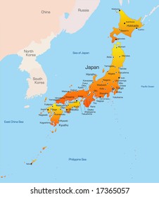 Abstract vector color map of Japan country