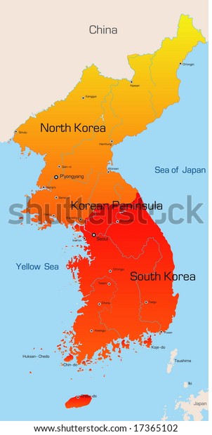 Abstract Vector Color Map Korea Countries Stock Vector (Royalty Free ...