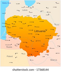 Abstract vector color map of Lithuania country