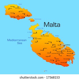 Abstract vector color map of Malta country