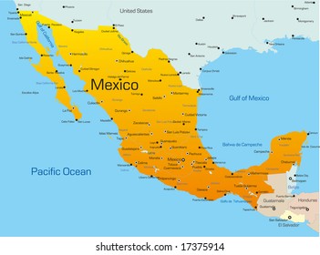 Abstract vector color map of Mexico country