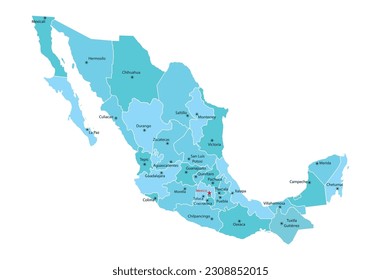 Mapa abstracto de color vectorial del país de México