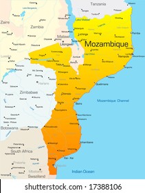 Abstract vector color map of Mozambique country