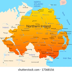 Abstract vector color map of Northern Ireland country