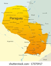 Abstract vector color map of Paraguay country