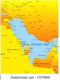 Abstract Vector Color Map Of Persian Gulf Countries