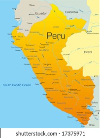 Abstract vector color map of Peru country