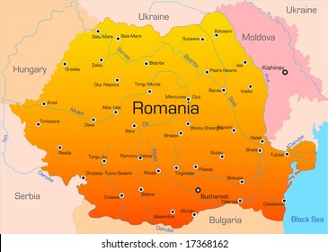 Abstract vector color map of Romania country