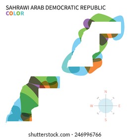 Abstract vector color map of Sahrawi Arab Democratic Republic with transparent paint effect. For colorful presentation isolated on white.