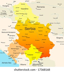 Abstrakte Vektorfarbkarte des serbischen Landes