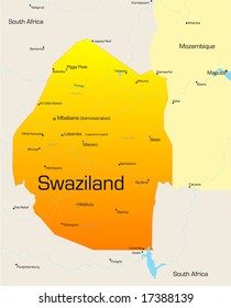 Abstract vector color map of Swaziland country