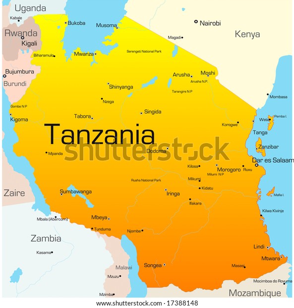 Abstract Vector Color Map Tanzania Country Stock Vector (Royalty Free ...