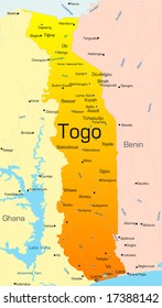 Abstract vector color map of Togo country