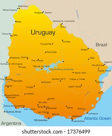 Abstract vector color map of Uruguay country