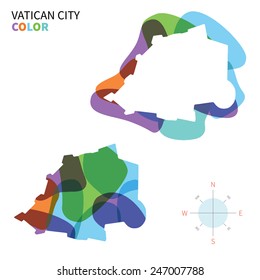 Abstract vector color map of Vatican City with transparent paint effect. For colorful presentation isolated on white.