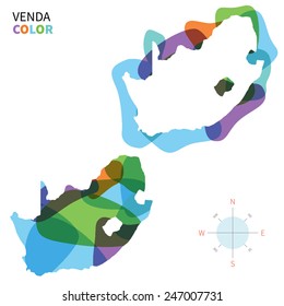 Abstract vector color map of Venda with transparent paint effect. For colorful presentation isolated on white.