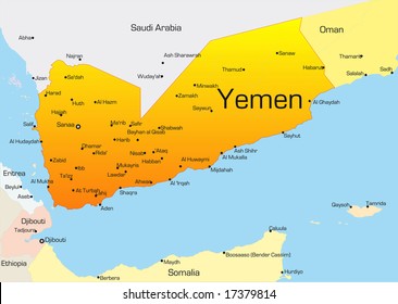 Abstract vector color map of Yemen country