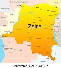 Abstract vector color map of Zaire country