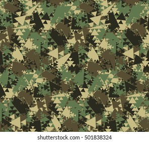 Abstract Vector Color Military Camouflage Background. Pattern of Geometric Triangles Shapes for Army Clothing