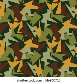 Abstract Vector Color Military Camouflage Background. Pattern of Geometric Triangles Shapes for Army Clothing
