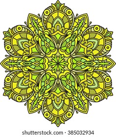 Abstract vector color round lace design - mandala, ethnic decorative element. Can be used as anti stress therapy.