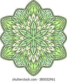 Abstract vector color round lace design - mandala, ethnic decorative element. Can be used as anti stress therapy.