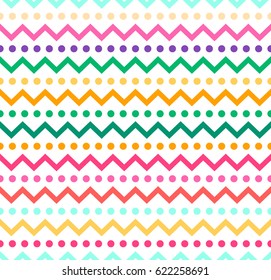 Abstract vector color seamless zigzag dots pattern background