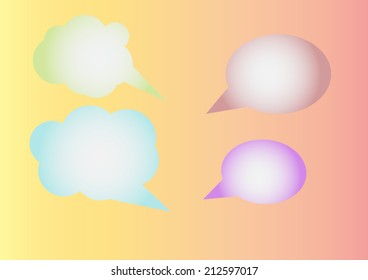 Abstract Vector color Speech Bubbles Set on Orange Background