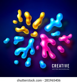 Abstract vector color splash background paint fluid colorful ink splatters. Isolated creative ink. liquid ink or paint for banners, cards, posters, placards designs. vector  illustration