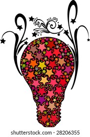 Abstract vector color stars bulb illustration