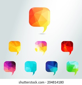 Abstract Vector color triangle Speech Bubbles Set