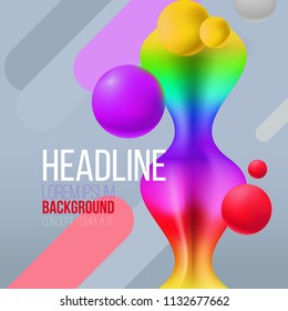 Abstract Vector color volumetric ball on background. 3D composition round sphere flowing colors