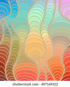 Abstract vector color wave background of doodle hand drawn lines. Colorful floral pattern.