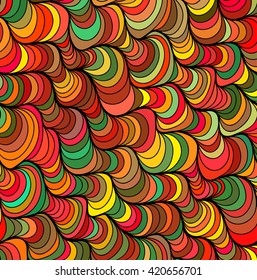 Abstract vector color wave background of doodle hand drawn lines. Colorful floral pattern.