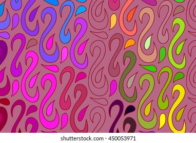 Abstract vector color wave background of doodle hand drawn lines. Colorful floral pattern.