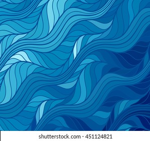 Abstract vector color wave background of doodle hand drawn lines. Colorful floral pattern.