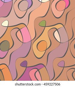 Abstract vector color wave background of doodle hand drawn lines. Colorful floral pattern.