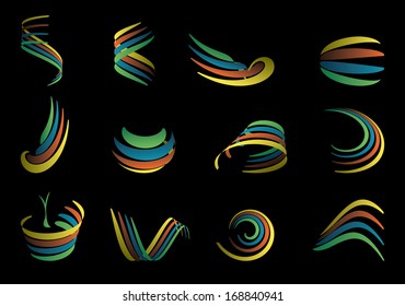 Abstract vector color waves set.